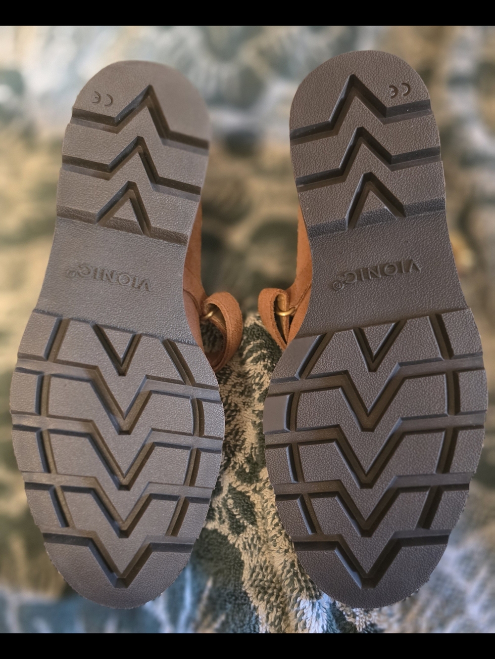 Vionic Brown Wedge Sandals with Patterned Lug Soles - Picture 2 of 8